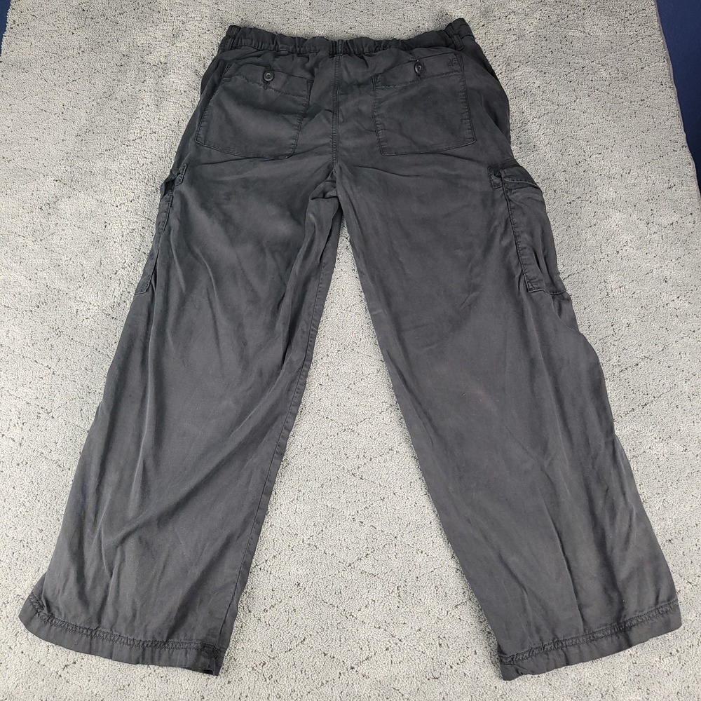American Eagle Cargo Pants Womens 12 Black Mid Rise Baggy Wide Leg Relaxed Loose